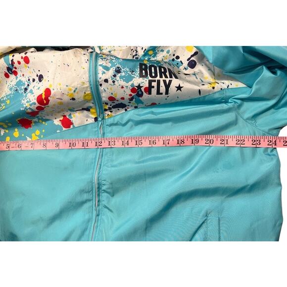 Born Fly Splatter Print Color Block Windbreaker Jacket Size L Retro Streetwear - Picture 7 of 10